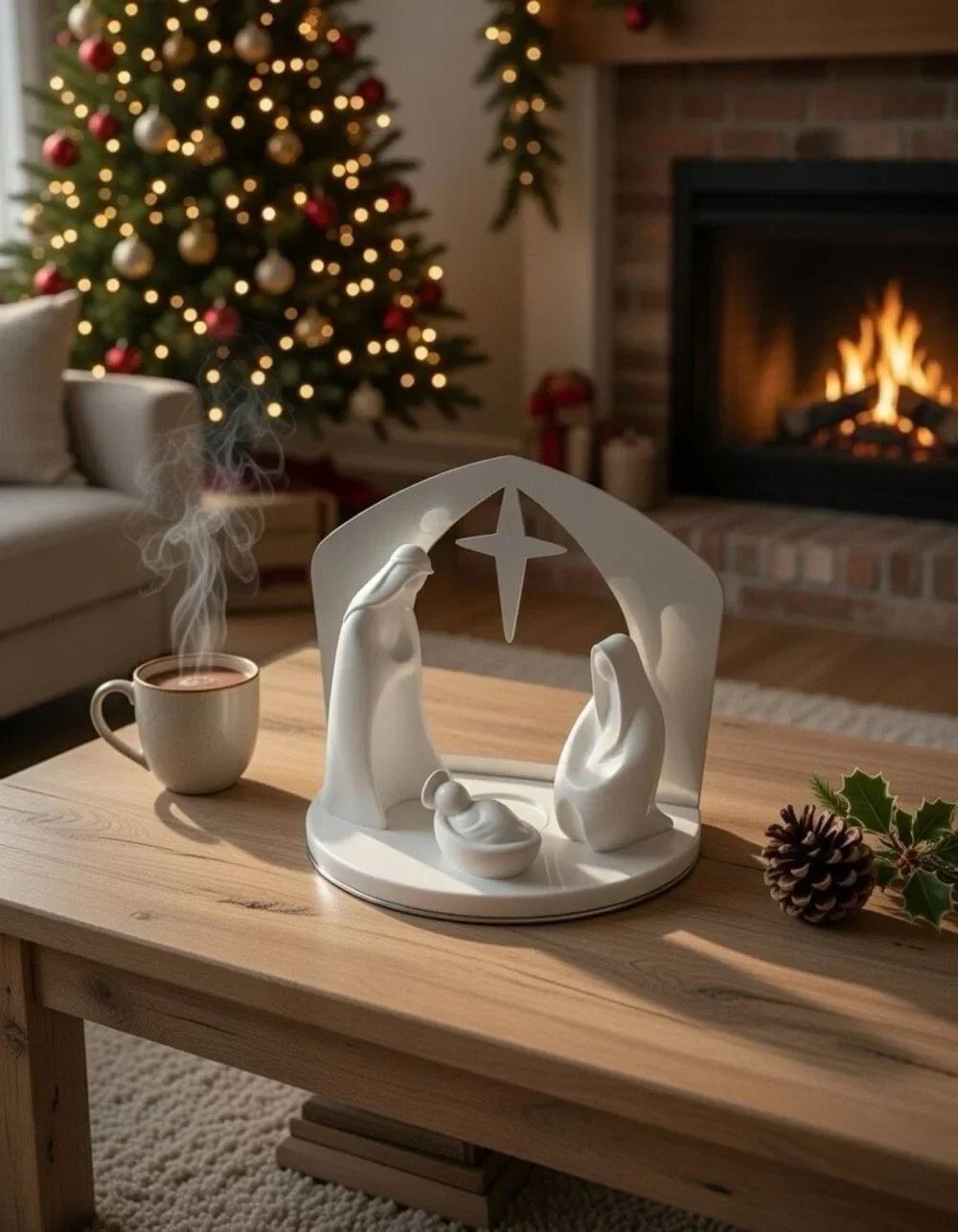 PartyLite Holy Family Nativity Tealight Holder P93354-open Box